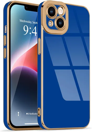 Miniatura 58 de Lafunda Diseñada para iPhone 13 Pro, fundas lujosas con chapado lindo para mujeres y niñas, elegante borde dorado, a prueba de golpes, TPU con funda