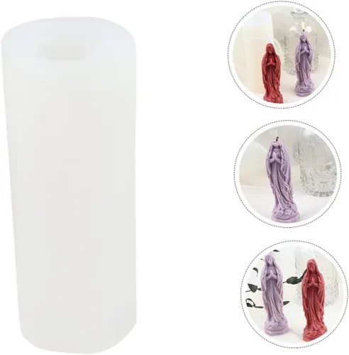Miniatura 8 de EXCEART DIY Virgen María perfumada vela molde de silicona artesanal resina molde de fundición
