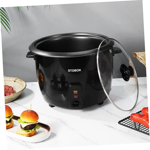 Miniatura 5 de Lurrose Arrocera eléctrica con tapa transparente, olla portátil para estofado doméstico para sopa de gachas de arroz, sopa y vaporera, enchufe
