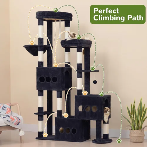 Miniatura 6 de Gitelsnour Árbol resistente para gatos con 3 condominios grandes para gatos, 3 platfroms, torre de árbol para gatos de interior grande y adulto