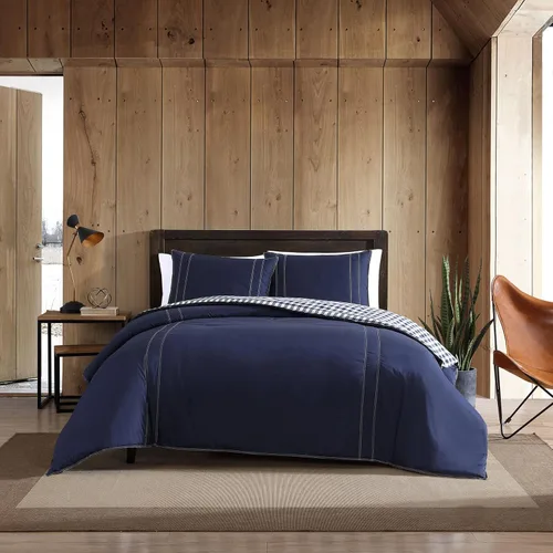 Miniatura 20 de Eddie Bauer - Juego de edredón Queen, ropa de cama reversible a cuadros, elegante y cálida decoración del hogar (gris normandía, Queen)