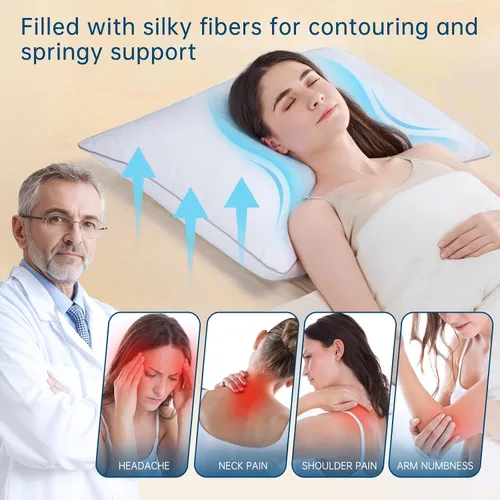 Miniatura 4 de JOLLYVOGUE Almohadas Tamaño King, Almohadas de Cama Certificadas Oeko-Tex para Personas que Duermen de Lado, Espalda y Estómago - Relleno