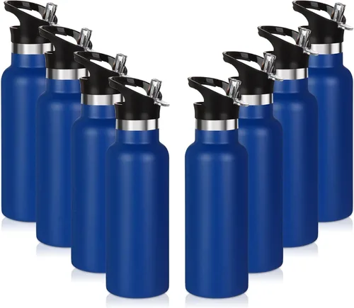 Miniatura 27 de Volhoply Botella de agua aislada para niños de 17 onzas, botellas de agua de acero inoxidable con tapa con pajilla, botella de agua de metal al