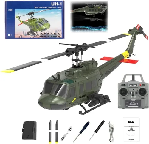 RC ERA C032 UH-1 Huey Helicópteros RC para adultos principiantes, escala 1/48 6CH 2.4G 6 ejes giroscopio control remoto aeronave estabilizada con