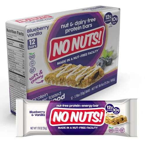Miniatura 3 de ¡No Nuts! Barras de proteínas veganas 100% sin nueces, sin lácteos, arándanos y vainilla, orgánicas, kosher, sin huevos, sin OGM y sin lácteos