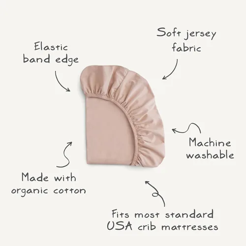 Miniatura 8 de mushie Sábana para cuna elástica y suave Ajustable de 28 x 52 pulgadas (rubor)
