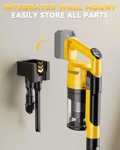 Miniatura 8 de Aspiradora inalámbrica de 350 W para batería Dewalt, aspiradora ligera sin escobillas de 35 kPa con succión de 3 modos, aspiradora de palo 6 en 1