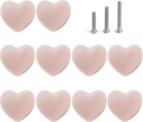 Pomos de cerámica para cajones en forma de corazón, tiradores de armario con tornillos de 3 tamaños, pomos para muebles de cocina para armario,