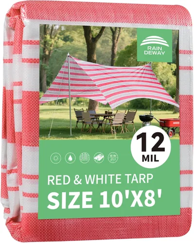 Miniatura 17 de RAINDEWAY Lona blanca resistente de 12 mil de 12 x 20 pies, resistente a los rayos UV, impermeable, resistente a la intemperie, con ojales de metal