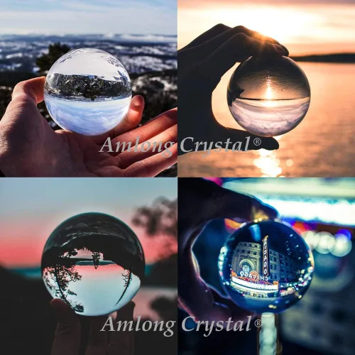 Miniatura 6 de Amlong Crystal bola de cristal de 3 pulgadas (80 milímetros) con base de secoya con diseño de león Transparente