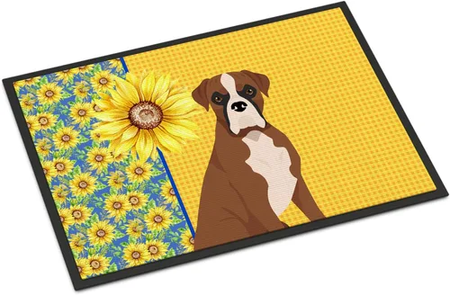 Miniatura 89 de Caroline's Treasures WDK5313MAT Airedale Terrier - Tapete para puerta delantera de 18 x 27 pulgadas, diseño de girasoles de verano, para entrada