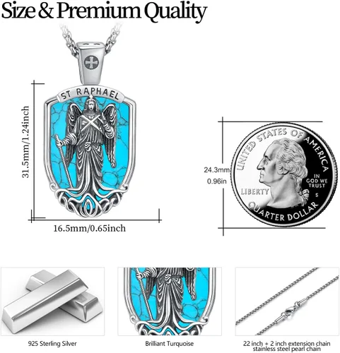 Miniatura 151 de Collar con colgante de plata de ley 925 con medalla de San Patrón, joyería religiosa para hombres y mujeres, con cadena de acero inoxidable 316L