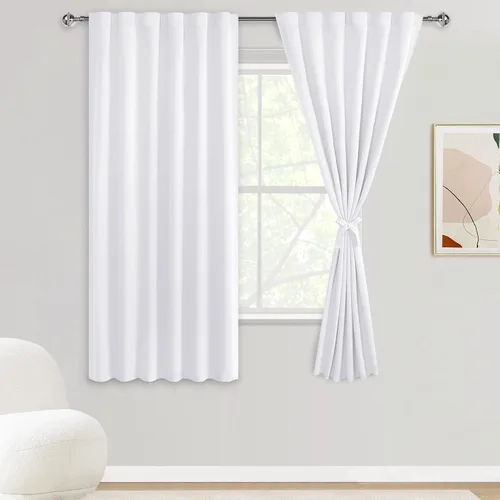 Miniatura 50 de DWCN Cortinas opacas con pestaña trasera para ventana - Cortinas opacas con bolsillo para barra para oscurecer la habitación para dormitorio/sala