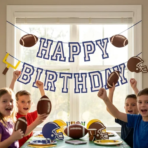 Miniatura 5 de Cartel de feliz cumpleaños de fútbol, decoraciones de fiesta de fútbol, letrero de feliz cumpleaños para decoración temática deportiva