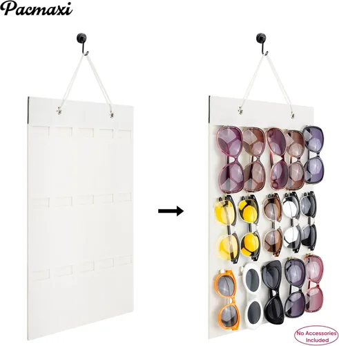 Miniatura 2 de PACMAXI Organizador de almacenamiento para lentes de sol, bolsillo de pared montado por lentes de sol, soporte de almacenamiento para anteojos