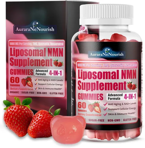 Suplemento NMN de 1000 mg, gomitas liposomales de NMN 4 en 1 con resveratrol, quercetina y TMG para niveles de NAD+, alternativa a NMNH, apoya el