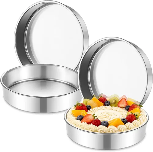 Miniatura 12 de P&P CHEF Molde para pasteles de 7 pulgadas, 1 bandeja redonda para hornear pasteles, de acero inoxidable, para cocinar al vapor, no tóxico