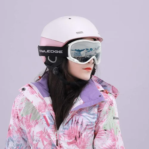Miniatura 5 de Gafas de esquí para esquí, snowboard, motos de nieve para hombres, mujeres y adultos, antivaho 100% protección UV A2-marco blanco brillante/lente