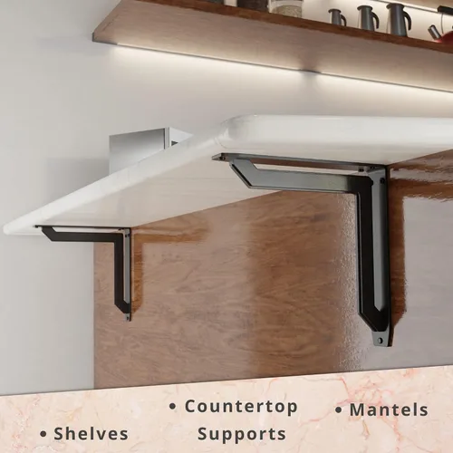 Miniatura 59 de Starby Charleston Soportes de acero resistente para repisa de chimenea, estante flotante, soporte de encimera, soldado a mano (paquete de 2)