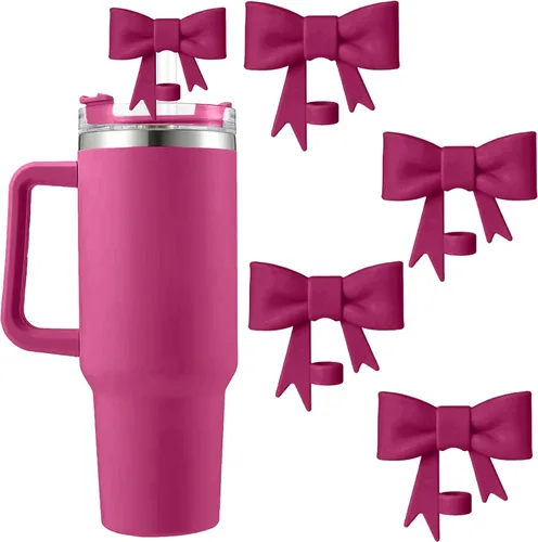 Miniatura 21 de 6 piezas de cubiertas de pajita de silicona para vasos Stanley de 40/30 oz 10 mm (0.4 pulg) cubiertas de pajita a prueba de polvo con diseño