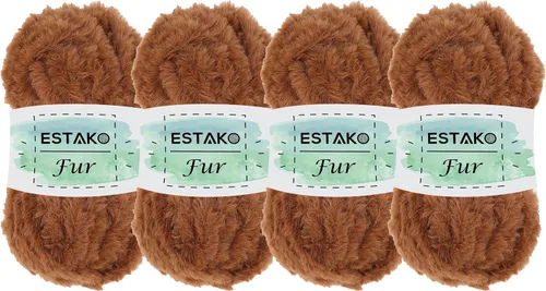 Miniatura 10 de Estako Piel 100% poliéster, suave, súper grueso, esponjoso, pelo sintético, hilo de tejer y ganchillo, 3.52 oz (100gr) 71 yardas (213.3 ft)