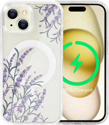 Miniatura 20 de Funda magnética de flores para iPhone 15 [compatible con MagSafe] Bonito patrón floral transparente a prueba de golpes