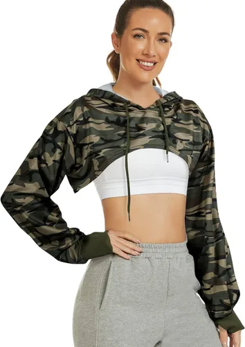 Miniatura 2 de Kissonic Sudaderas con capucha de manga larga para mujer, atléticas, recortadas, sudaderas casuales