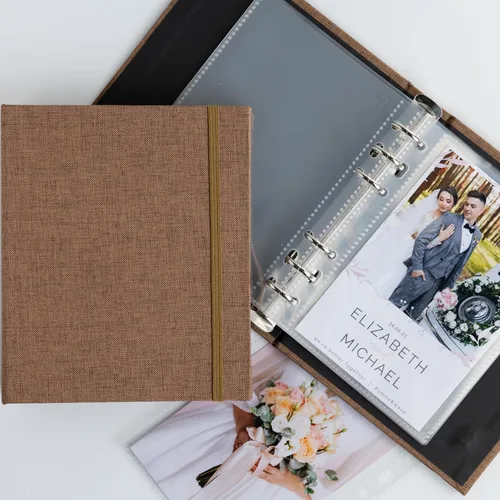 Miniatura 14 de Álbum de fotos de cabina de fotos - Cuaderno con purpurina de 6 anillas, carpeta brillante con 20 fundas para fotos de 2x6 - Se adapta a 80 tiras