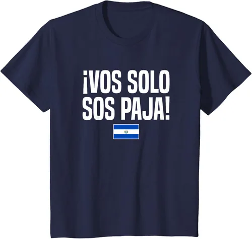 Miniatura 83 de Camiseta Vos Solo Sos Paja Salvadoran Slang Bandera de El Salvador, Negro