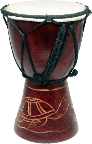 Miniatura 10 de Djembe Drum Carved Bongo música de inspiración africana también una idea única para regalar. Carver Abstract Elephant Giraffe Turtle.