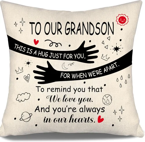 Fundas de almohada para nieto de abuelos: este es un abrazo solo para ti cuando estamos separados para recordarte que te amamos y que siempre estás