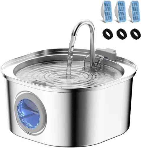 Miniatura 13 de PEKTACO Fuente de Agua para Gatos de Acero Inoxidable, Dispensador de Agua para Gatos de 3.2L/108oz con Bomba de Agua Ultra Silenciosa y Ventana