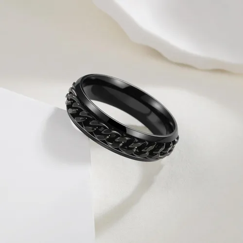 Miniatura 143 de Anillos giratorios para la ansiedad para hombre, anillos clásicos de cadena para mujeres y adultos, anillo de acero de titanio