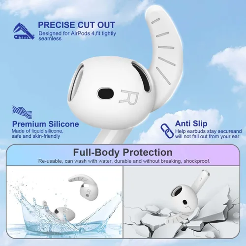 Miniatura 4 de 5 pares de ganchos para orejas para AirPods 4, puntas para oídos antideslizantes para AirPod 4 de silicona suave, cubiertas para accesorios para Air