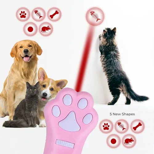 Miniatura 2 de O'ANTOO Juguete para gatos, juguete para perros, proyector de imagen de pared, juguete interactivo para gatos para interiores con 5 diseños
