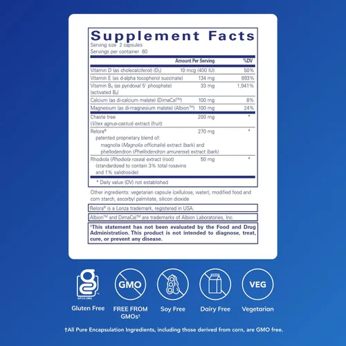 Miniatura 2 de Pure Encapsulations PMS Essentials Suplemento hipoalergénico que apoya la comodidad menstrual, la fatiga y ayuda a disminuir los antojos* 120