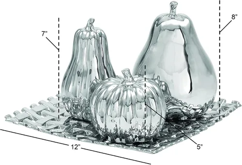Miniatura 6 de Deco 79 Escultura decorativa de frutas de cerámica, pera, calabaza y calabaza, estatuas de decoración del hogar con placa de rejilla decorativa