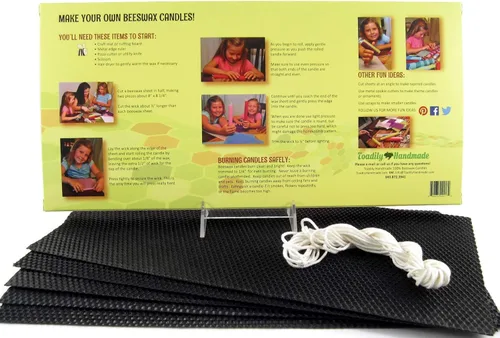 Miniatura 2 de Haz tu propio kit de iniciación de velas de cera de abejas, incluye 5 hojas de panal de cera de abeja 100% de tamaño completo en negro