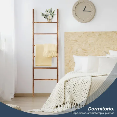Miniatura 7 de Escalera de madera para manta de 6 niveles, 5.7 pies (66.5 pulgadas), soporte para mantas, colchas y toallas, escalera decorativa, fácil montaje