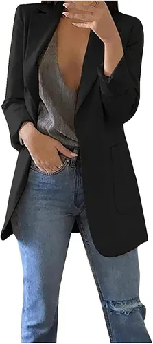 Miniatura 8 de Chaquetas ligeras para mujer, estilo casual, manga larga, frente abierto, chaqueta elegante, para trabajo, oficina, trajes profesionales