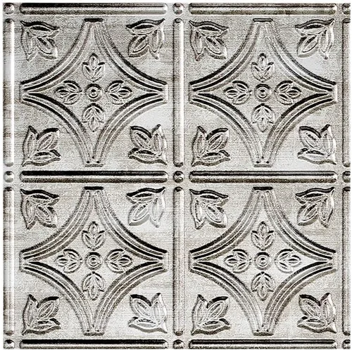 Miniatura 9 de FASÄDE Panel de techo decorativo de vinilo con pegamento de estilo tradicional y patrón 1 en níquel cepillado (muestra de 12 x 12 pulgadas)