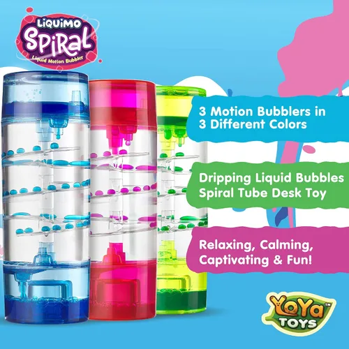 Miniatura 3 de YoYa Toys Liquimo Spiral - Liquid Motion Bubbler (paquete de 3) - Temporizador líquido de reloj de arena para niños y adultos - Juguetes