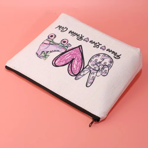 Miniatura 5 de JXGZSO Bolsa de maquillaje para patinaje sobre ruedas, bolsa de rodillo de amor de paz, bolsa de patinaje para fanáticos del equipo, regalo