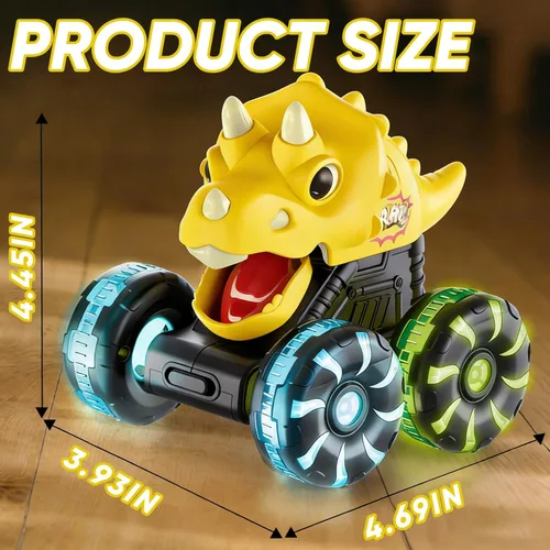 Miniatura 5 de Auto de juguetes de dinosaurio para niños, 3 piezas de camiones monstruos de dinosaurio iluminados, autos de dinosaurio con rueda LED intermitente