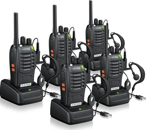 Miniatura 12 de eSynic Kit de 3 walkie talkies de 3 millas de largo alcance, diseño resistente, linterna y VOX manos libres, batería recargable de 1500 mAh