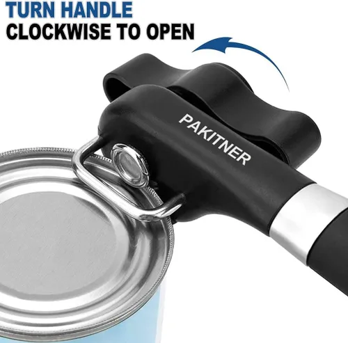 Miniatura 3 de PAKITNER - Abrelatas de corte seguro, abrelatas de borde liso - Perilla de mano de fácil giro, abrelatas manual, borde liso ergonómico, herramienta