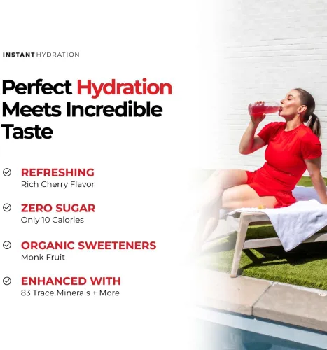 Miniatura 3 de Instant Hydration Shawn Johnson - Paquetes de electrolitos en polvo sin azúcar, mezcla de bebida electrolítica de limonada de cereza y artículos