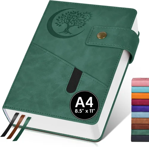 Miniatura 24 de PAIBAS Cuaderno de diario con líneas gruesas de 365 páginas para hombres y mujeres, diarios grandes de cuero A4 para escribir, cuadernos de tapa