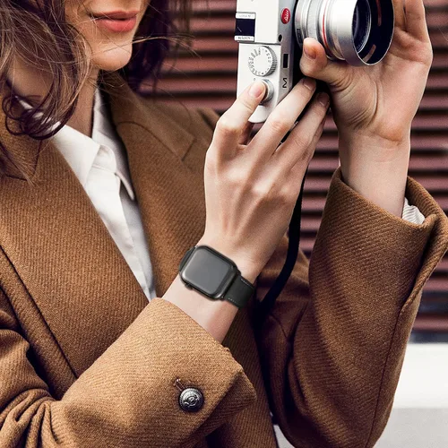 Miniatura 7 de SUNFWR Correas de cuero compatibles con Apple Watch de 1.61, 1.57, 1.5 pulgadas para hombres y mujeres, correa de repuesto de cuero genuino de grano
