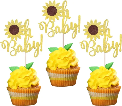 Miniatura 18 de 1 paquete de decoración de pastel de feliz cumpleaños con purpurina de girasol para pasteles, baby shower, niños, cumpleaños, verano, baby shower